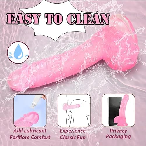 7.5" Soft Pink Dildo, Beginner-Friendly Realistic Anal Dildos Sex Toy | Body-Safe & Odorless, Strong Suction Cup, Adult Toys for G-Spot and Anal Play, Flexible Lifelike Penis for Women Men Couples thumbnail 7