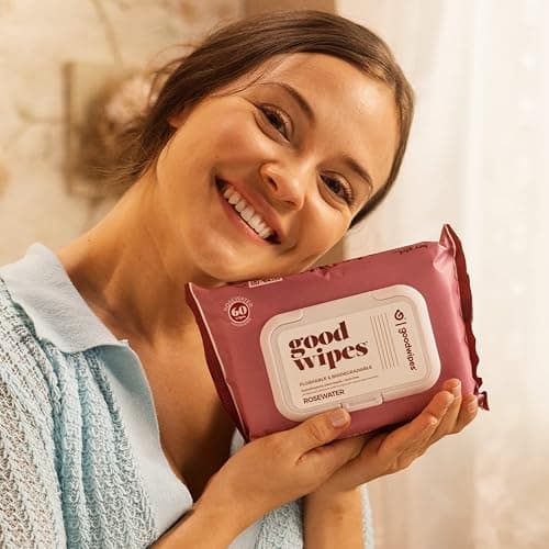 Goodwipes Flushable Wipes – Made with Vitamin E & Aloe – Soft, Individually Wrapped Butt & Feminine Cloths for On-the-Go & Travel Use – Largest Adult Toilet Towelettes – Rosewater, 1 pack, 32 count - Rose - 32 Count (Pack of 1) thumbnail 7