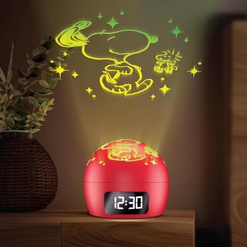 Peanuts Ambient Light Clock with Multi-Alarm – USB-Powered Projection Light & Clock with Cute Snoopy Design thumbnail 2