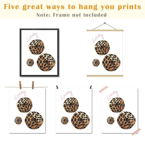 JINYO Coquette Pink Leopard Print Bow Lucky 8 Ball Dice Star Wall Art Prints Set of 4, Funky Y2K Pink Leopard Aesthetic Wall Decor Posters Pictures for Home Girls Room Apartment, 8x10 Unframed thumbnail 3