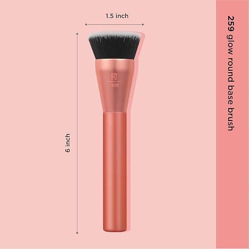 Real Techniques Glow Round Base Makeup Brush, For Liquid & Cream Makeup, Flat Top Foundation Brush For Buffing & Blending Up Coverage, Dense, Synthetic Bristles, Vegan & Cruelty Free, 1 Count thumbnail 5