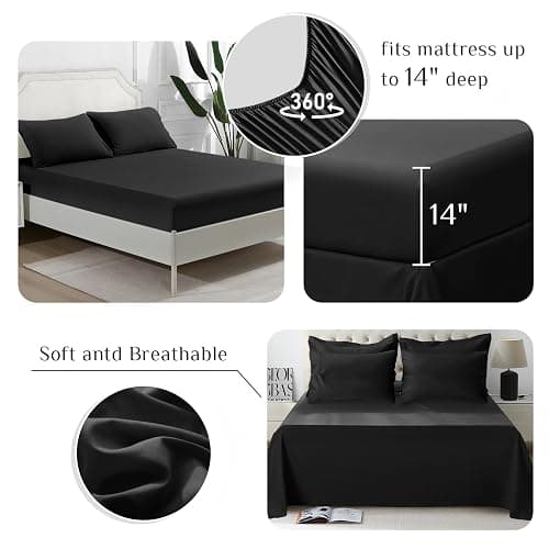 JOLLYVOGUE Twin XL Comforter Set, Ultra-Soft Bed in a Bag Twin XL Size 5 Pieces, Oeko-TEX Certified Bedding Set with Down Alternative Comforter, Sheets, Pillowcases & Shams, Black thumbnail 4