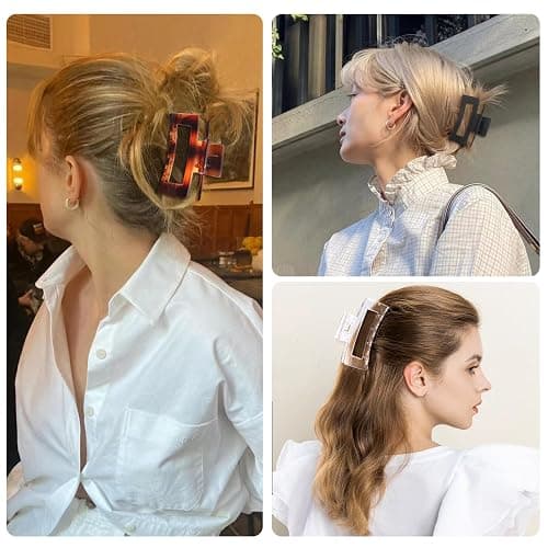 Sisiaipu Hair Clip, 3.5 Inch Medium Hair Claw Clips 6 Pack for Women and Girls - Amber Hair Accessories thumbnail 7