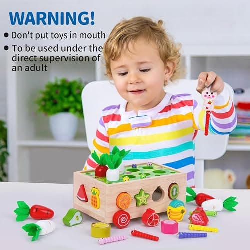 Toddlers Montessori Wooden Educational Toys for Baby Boys Girls Age 1 2 3 Year Old, Shape Sorting Toys 1st One First Birthday Girl Gifts for Kids 1-3, Wood Preschool Learning Fine Motor Skills Game thumbnail 7