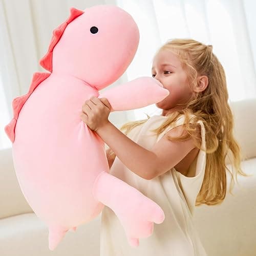 JOD® Weighted Dinosaur Stuffed Animals, Dinosaur Weighted 5 lbs, 26" Large Weighted Plush Animal, Cute Plush Toy Pillow, Soft Dino Plushie Gifts for Adults, Boys & Girls (66 CM Pink) thumbnail 2