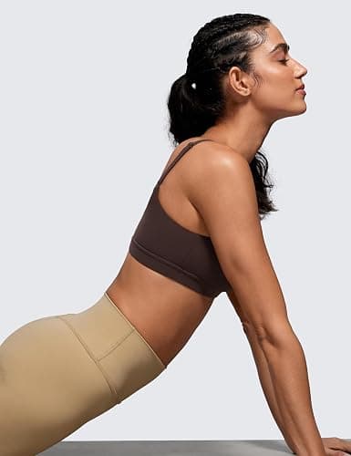 CRZ YOGA Butterluxe Adjustable Spaghetti Strap Sports Bras for Women - Scoop Neck Wireless Padded Yoga Workout Crop Top thumbnail 3