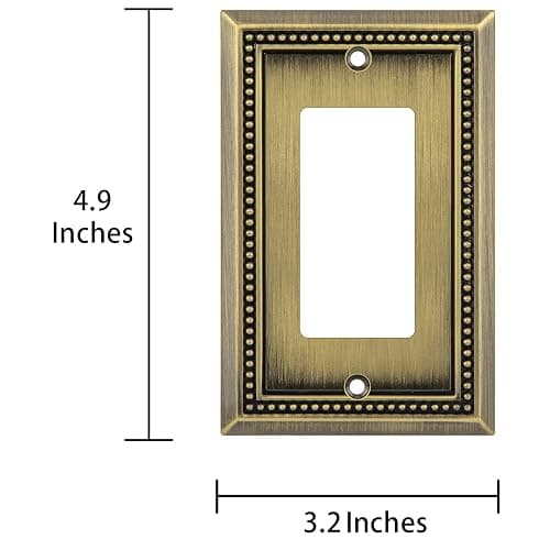 Henne Bery Sunken Pearls Heavy Duty Decorative Wall Plate Switch Plate Outlet Cover (Single Decorator, 2 Pack, Antique Brass) thumbnail 3