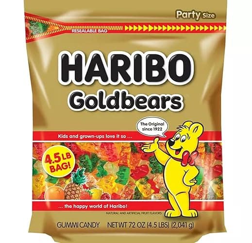 HARIBO Gummi Candy, Original Goldbears Gummy Bears, 72 Ounce Resealable Party Size Bag, Delicious Soft & Chewy Sweet Snacks, Assorted Fruity Flavors - Image 1