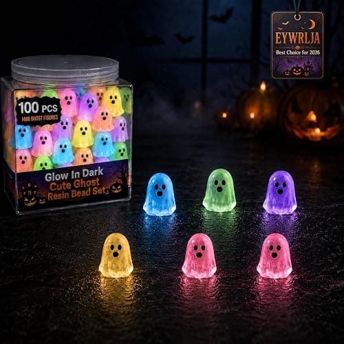 Glow in Dark Cute Ghost Resin Bead Set Halloween Mini Ghost Figurines | Luminous Ghosts Decorative 6 Colors Colorful Tiny Glowing Halloween Party Ornaments Micro Landscape Filler Decor Accessories - Image 1