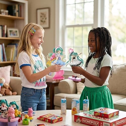 Anime Style Twin-Tail Girl Action Figures Set, 8.27 Inch Cute Dress Collectible Figurines with Display Base, PVC Cartoon Character Statues for Desk Decor Gift (2PCS) thumbnail 4