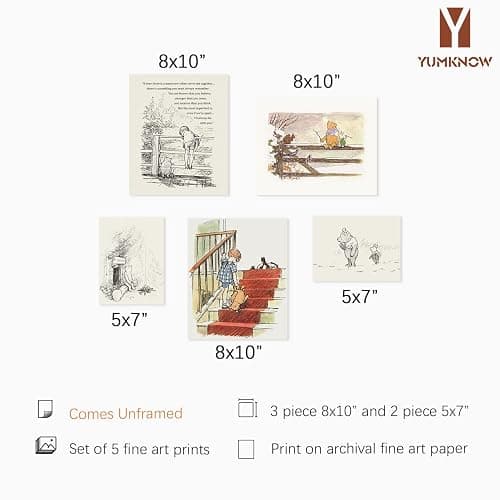 Winnie The Pooh Nursery Decor - Gifts for Winnie Fans Lover - Vintage Hundred Acre Wood Poster - Toddler Room Decor - You Are Braver Than You Think - Motivational Quotes for Kids - Little Boys Décor thumbnail 2