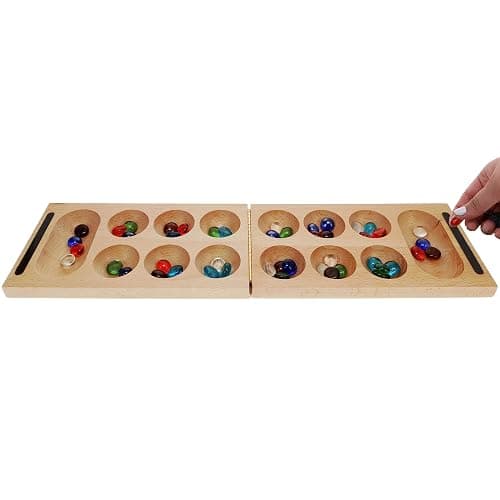 WE Games Solid Wood Folding Mancala Board Game - 18 in., Travel Games for Adults, Home Decor, Living Room Decor, Birthday Gifts, Table Games thumbnail 5