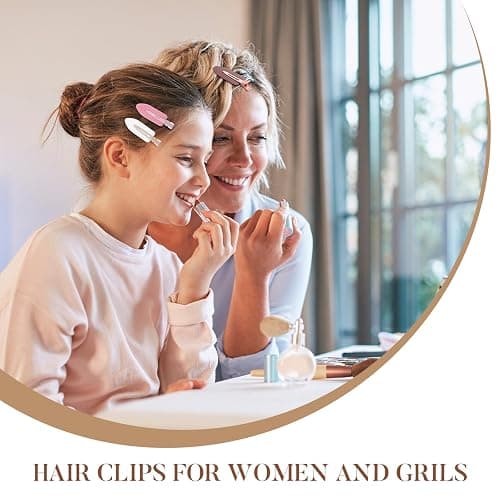 D 8 Pcs No Bend No Crease Hair Clips - Flat Makeup Clip for Women and Girls - Creaseless Hair Clips for Hairstyling Bangs Salon Rose Gold Handle - Black white Pink Brown thumbnail 7