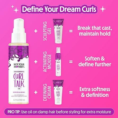 Not Your Mother's Curl Talk Strengthening Hair Oil for Curls, 2 Pack | 3.3 fl oz Each - Nourishing, Frizz-Control, & Strengthening Oil for Curls with UV Protection - Citrus Jasmine Scent thumbnail 7