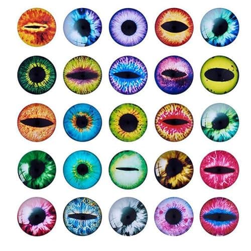 Bestartstore 150PCS 8MM/10mm/12mm/14mm/15MM Assorted Round Glass Dragon Eyes Flatback Scrapbooking Dome Covered Cabochons for Doll Making and Jewelry Settings Craft thumbnail 3