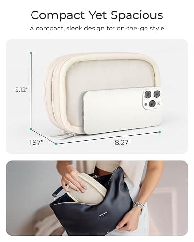 BAGSMART Electronics Organizer Travel Case for Cords Chargers Phones, Beige | Puffy Padded, Travel Essentials, Cord organizer bag for Cables, Compact Tech Accessories Pouch thumbnail 4
