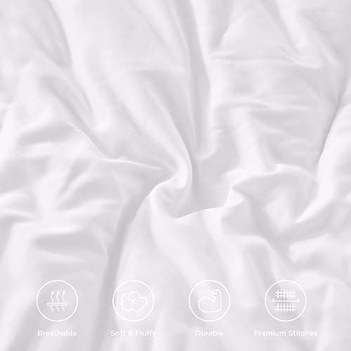 Andency White Comforter Set Queen Size, Lightweight Fluffy Farmhouse White Ruffle Bedding Set, Soft Polyester All Season Shabby Chic Bed Comforter Set 3 Pieces(1 Ruffle Comforter 2 Pillowcases) thumbnail 9
