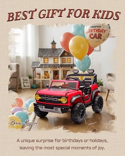 First Ride On Ford Bronco 24V Ride on Toys for Boys & Girls, 2 Seater Kids Electric Car with Remote Control, Kids Ride on Truck with 4 Wheels Suspension, Led Lights, Safety Belt (24V, Red) thumbnail 4
