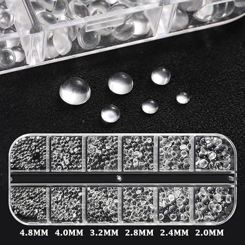 3D Mixed Sizes Clear Bubble Beads Nail Charms Jewelry, Transparent Semi-Circular Dewdrop Water Droplets Glass Bubble Balls Flatback Rhinestones Crystal Gems for Nails Supplies DIY Crafts Decorations thumbnail 6