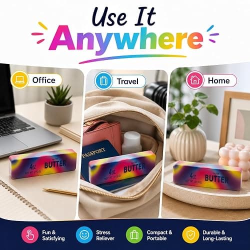 Rainbow Butter Squishy Toys Set of 1, Cute Butter Squishy Toy, Soft Slow Rising Squeeze Toys for Stress Relief, Sensory Fidget Toys for Desk, Office, Party Favors, Gift Basket Stuffers thumbnail 6