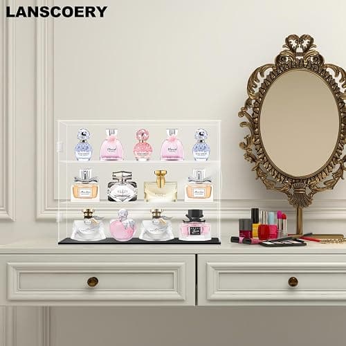 LANSCOERY Clear Acrylic Display Case Assemble Countertop Box Cube Organizer Stand Dustproof Protection Showcase Acrylic Display Stands for Collectibles Open 9.4 * 9.4 * 11.8inch thumbnail 8