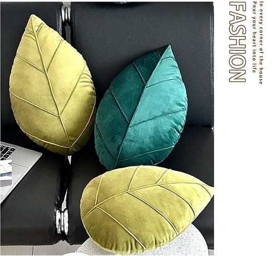 Rvsdoi Leaf Pillow,3D Leaf Shaped Plant Pillows Green Tropical Plant Cushion for Sofa Office Bedroom Home Decor Dark Green (19.7"x11.8") thumbnail 6