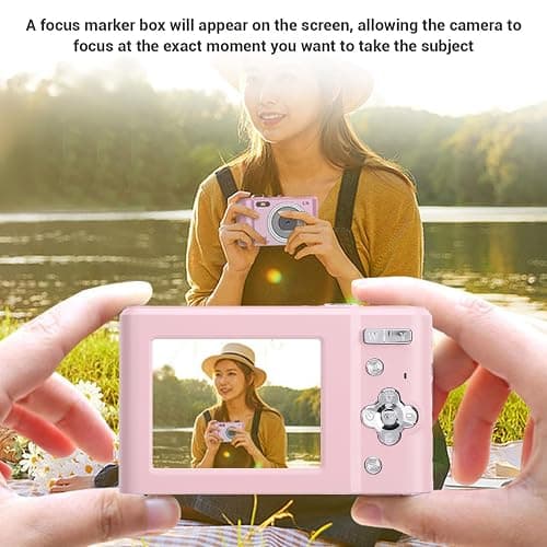 Digital Camera, 2.7K 48MP 8X Zoom Digital Video Camera with 2.4in HD IPS Screen, Built in Flash, Compact Small Camera for Kids Students﻿ (Pink) thumbnail 3
