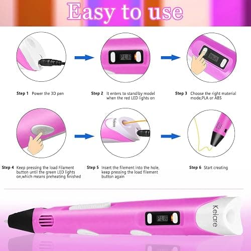 Keiare 3D Pen for Kids with Stencil Book Upgrade 3D Printing Pen Stylo 3D Drawing Pen 3D Printer Pen Creative 3D Writing Pen Fun Toys for Kids Include 12 Colors PLA Filament Refills with Charger thumbnail 3