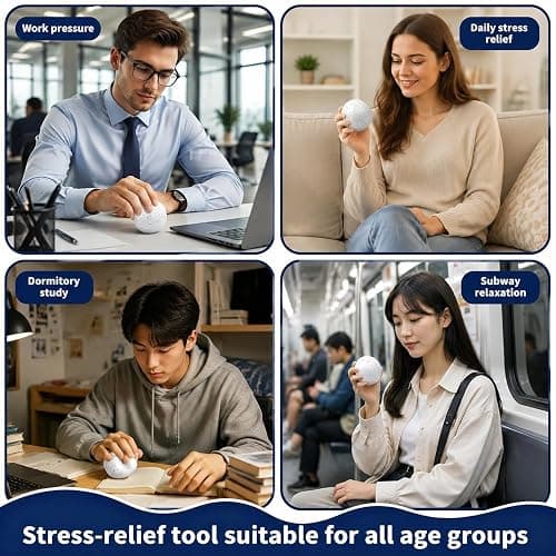 Snowball Stress Relief, Squeeze Fidget Ball for Adults,Slow Rise Portable Desk Ball,Relaxation & Daily Calm Gifts thumbnail 6