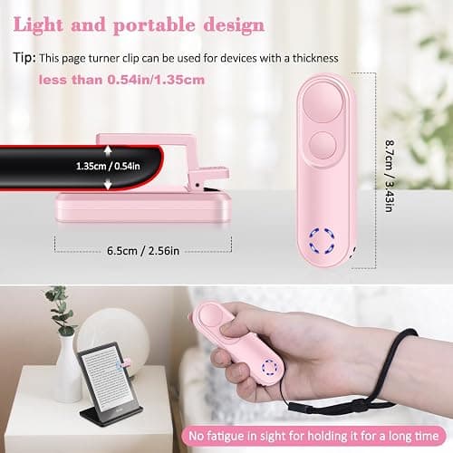 Smanu RF Remote Control Page Turner for Kindle Paperwhite Oasis Kobo eReaders, Remote Camera Shutter and Video, Remote Page Turner Clicker for iPad Tablets Reading Novels(Pink) thumbnail 7