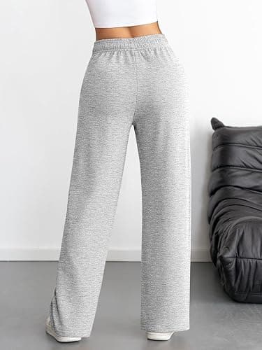 ATHMILE Women's Wide Leg Sweatpants High Waisted Baggy Interior Drawstring Joggers Straight Leg Sweat Pants with Pockets thumbnail 3