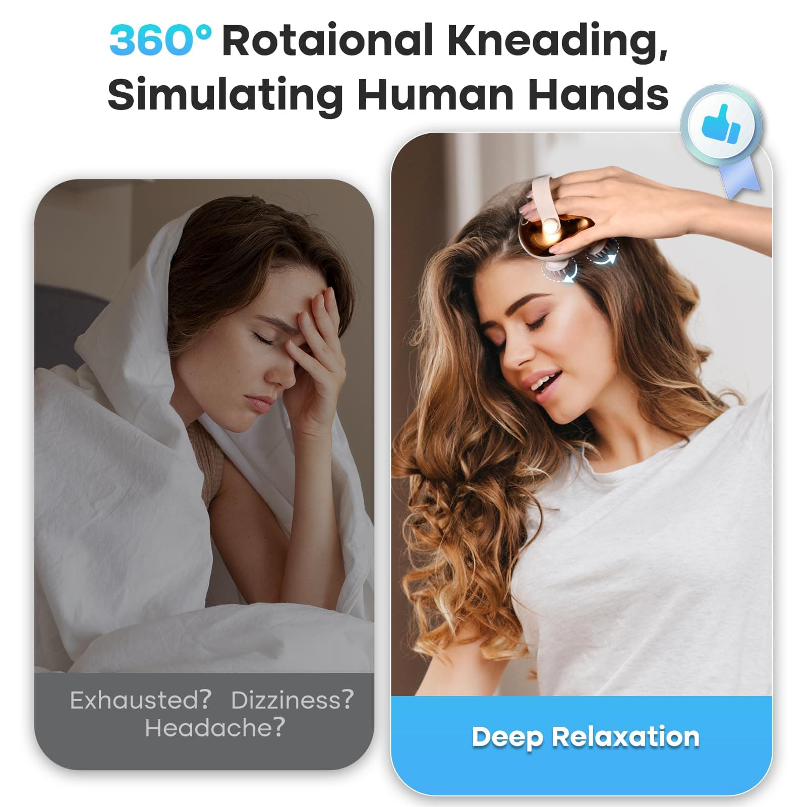 Arboleaf Electric Scalp Massager for Hair Growth - Portable Rechargeable Head Massager, Waterproof Handheld Hair Scratcher With 8 Removable Massage Claws, Stress Relief, Gold thumbnail 2