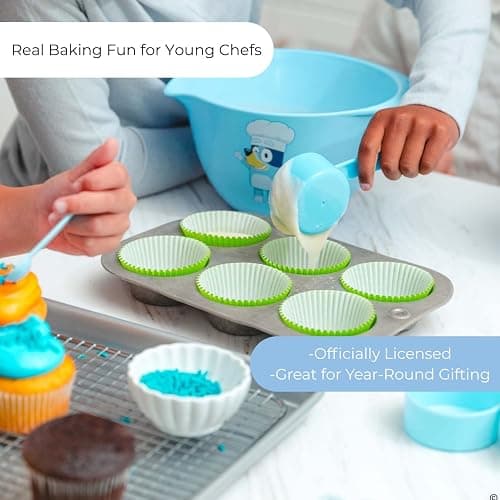 Handstand Kitchen Bluey My First Real Kitchen Tools Set with 1.5 Quart Mixing Bowl, Measuring Spoon Set, Measuring Cup Set and 8.5" Whisk thumbnail 3