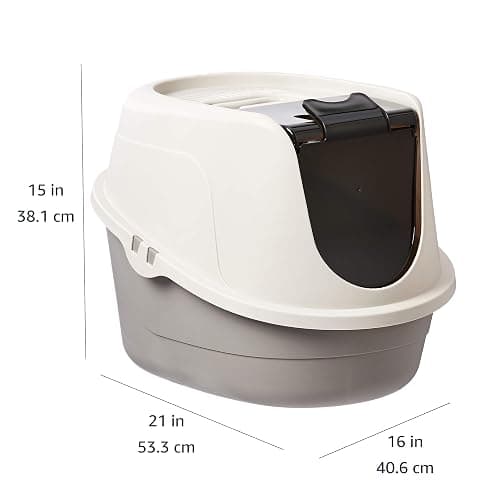 Amazon Basics No-Mess Hooded Cat Litter Box, Standard, Multicolor, 21 in x 16 in x 15 in thumbnail 6