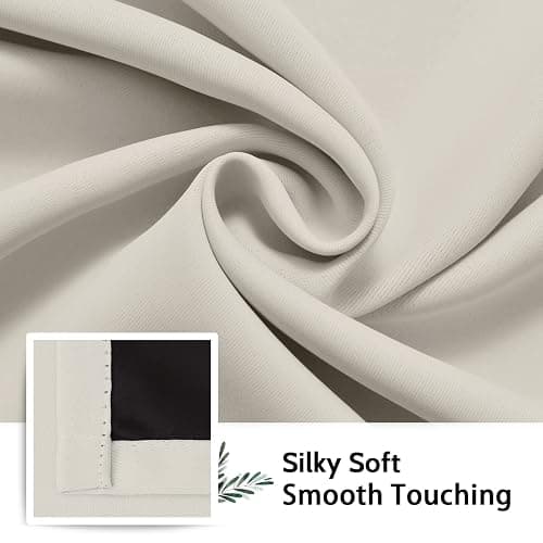 SimpleHome Cream 100% Blackout Curtains Room Darkening Living Room 84 Inch | Curtains for Bedroom,Thermal Insulated Grommet Window Drapes,Curtains for Living Room with Black Back,52 x 84 Inch,2 Panels thumbnail 7