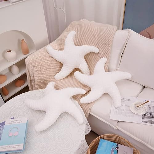 Marble Empire White Starfish Pillow for Couch and Bed, Coastal Decor Throw Pillow, Ocean Beach Theme Accent Pillow for Living Room thumbnail 6