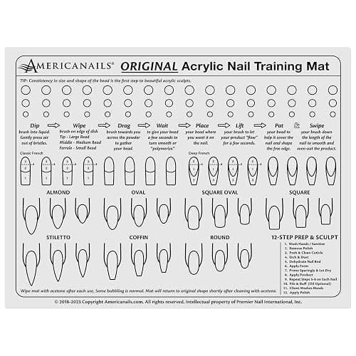 Americanails Acrylic Nail Training Mat - Silicone Trainer Sheet for Application Practice, Flexible Roll Up Pad Template for Acrylic Fingernails, Learn How to Apply Acrylic Nails thumbnail 3