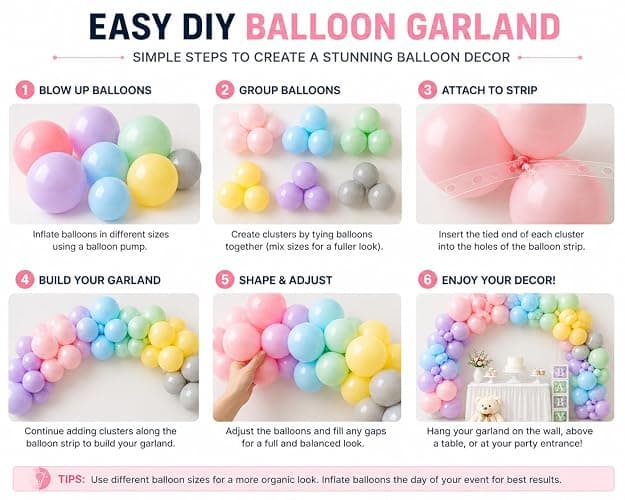 Pastel Balloon Garland Kit 120 Pack – Macaron Pastel Balloons with Strip, Glue Dots & Ribbon, DIY Balloon Arch Kit for Birthday, Baby Shower, Wedding & Party Decorations, 10 Inch Latex Balloons thumbnail 5