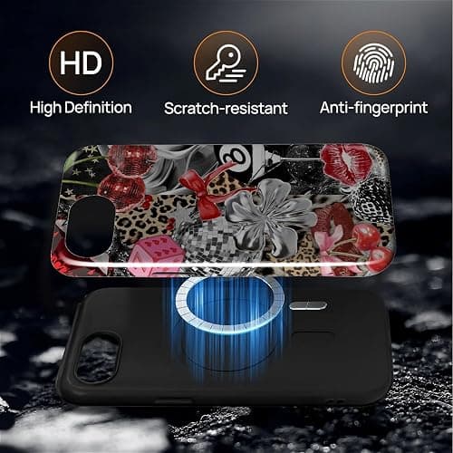 DAIZAG Case for iPhone 16e,[Compatible with MagSafe],Magnetic Phone Glossy Cover,Hybrid Heavy 2 in 1 Full Body Rugged Shockproof-Retro Cheetah Disco Coquette Collage thumbnail 6
