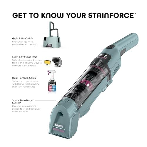 Shark StainForce Cordless Portable Spot, Stain, & Odor Remover System for Carpets, Area Rugs, Upholstery, Stairs, with Storage Caddy, Accessories, and Full-Size Cleaning Solution, HX101 (New) thumbnail 12