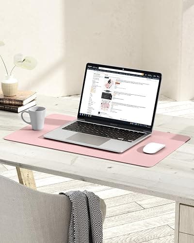 Non-Slip Leather Desk Mat, Waterproof Laptop Computer Desk Pad, Table Protector Mat, Large Mouse Pad for Office/Work/Home/Decor(Pink, 23.6" x 13.7") - Pink - 23.6" x 13.7" thumbnail 6