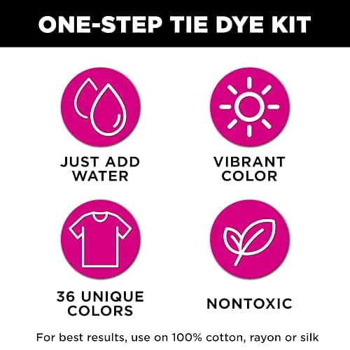 Tulip One-Step Tie-Dye Color Mania 36 Vibrant Colors, All-in-One Tie Dye Kit for Large Groups, Permanent Fabric Dye Pre-Filled Bottles, Gloves, Instructions thumbnail 9