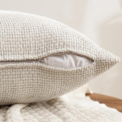 MIULEE Pack of 4 Christmas Couch Throw Pillow Covers 18x18 Inch Neutral Beige/Brown Soft Decorative Chenille Pillow Covers Farmhouse Accent Cushion Covers for Boho Home Decor Sofa Bedroom Living Room thumbnail 7