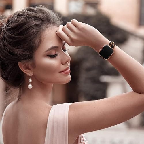 SICCIDEN Slim Stretchy Bands Compatible with Apple Watch Band 42mm 41mm 40mm 38mm, Women Elastics Nylon Thin Strap for iWatch SE 3/2/1 Series 11 10 9 8 7 6 5 4 3 2 1 (Leopard/Rose Gold) thumbnail 6