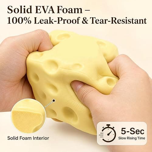 Squeezeluck Cheese Squishy Toy - Slow-Rising Fidget Toys for Stress Relief & Sensory Calming, Soft Foam Bread and Butter Cube Squeezy Balls for Desks & Classrooms, Perfect Palm Size (2.5" Yellow) thumbnail 5