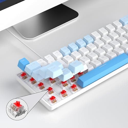MageGee Portable 60% Mechanical Gaming Keyboard, MK-Box LED Backlit Compact 68 Keys Mini Wired Office Keyboard with Red Switch for Windows Laptop PC Mac - Sky Blue thumbnail 6
