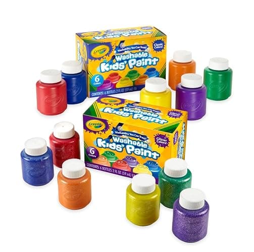 Crayola Washable Kids Paint Set (12ct), Easter Basket Stuffer, Classic and Glitter Paint for Kids, Spring Arts & Crafts Supplies for Classrooms, Toddler Painting Kit, Gifts, Ages 3+ [Amazon Exclusive] - Image 1