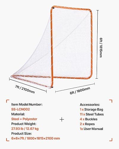VEVOR Portable Lacrosse Goal - Complete Training Accessory Set with Extended Coverage for Youth and Adults thumbnail 8