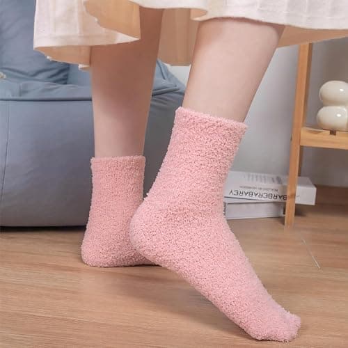 Tofox 6 Pairs Fuzzy Socks For Women Soft Home Slipper Socks Fluffy Sleeping Socks don't Shed Lint thumbnail 6