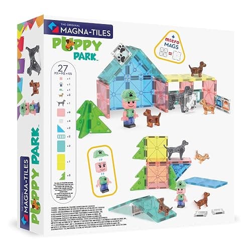 MAGNA-TILES Puppy Park 27-Piece Magnetic Construction Set, The Original Magnetic Building Brand thumbnail 3